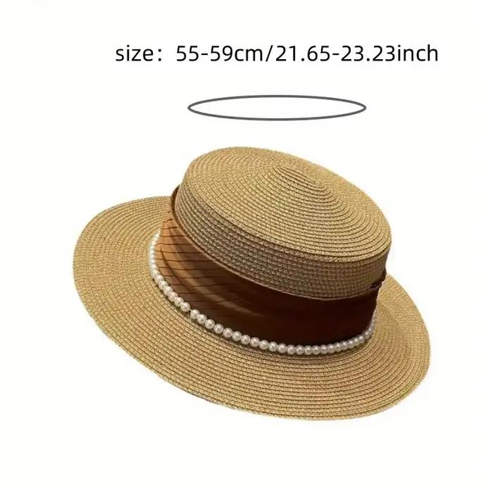 Chapeaux de soleil plats avec chaîne de perles pour femmes