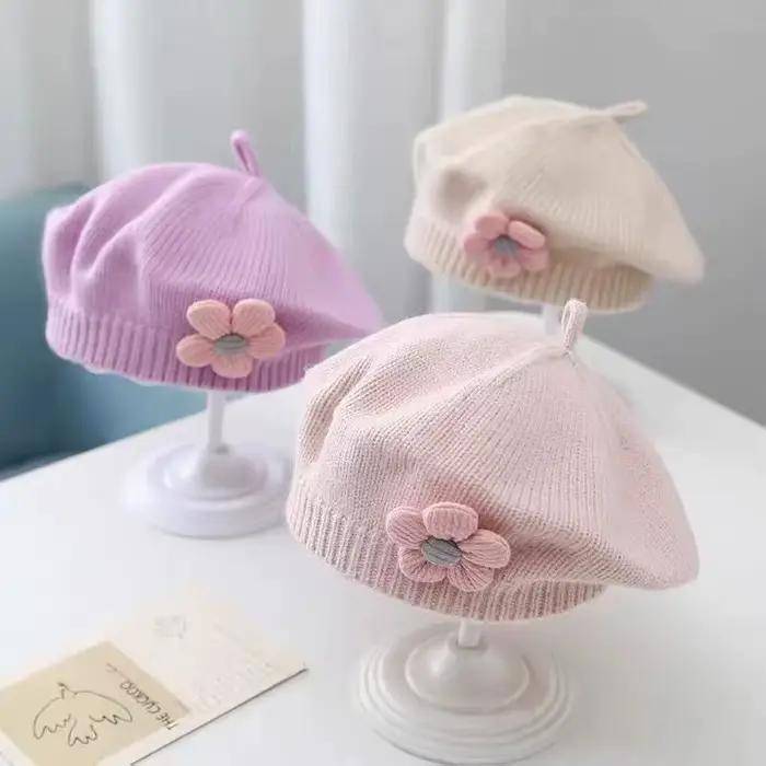 Béret à fleurs mignon pour bébés filles de 0 à 4 ans