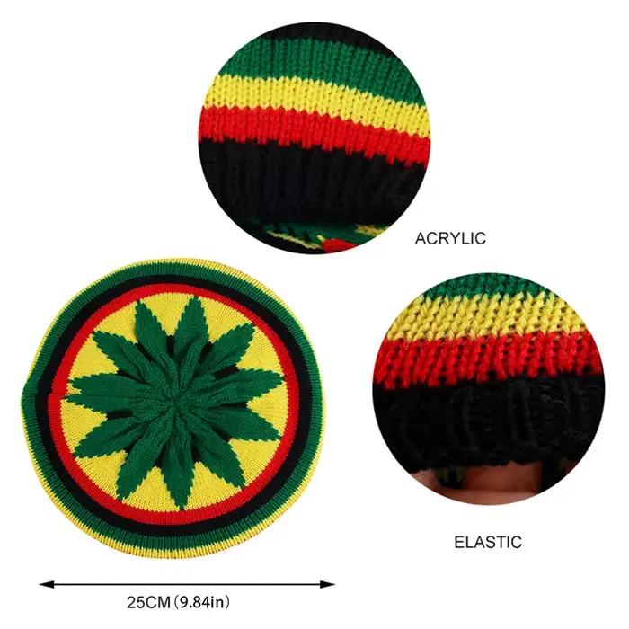Chapeau tricoté imprimé multicolore jamaïcain