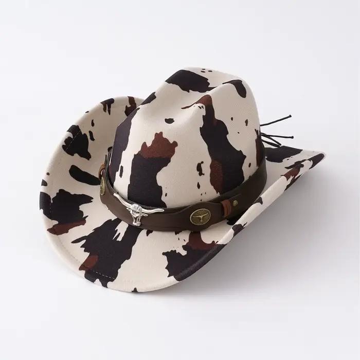 Casquettes occidentales imprimées de vache de Style ethnique avec ceinture