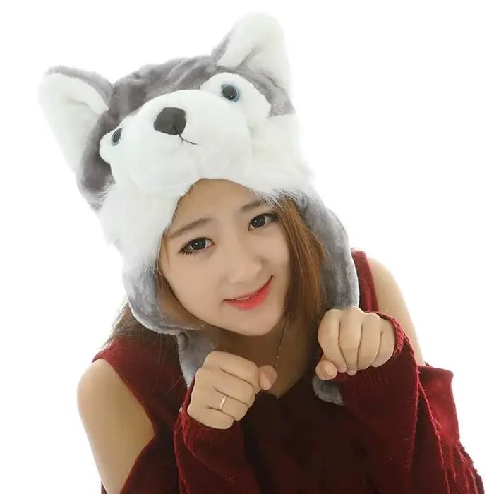 Chapeau en peluche loup mignon