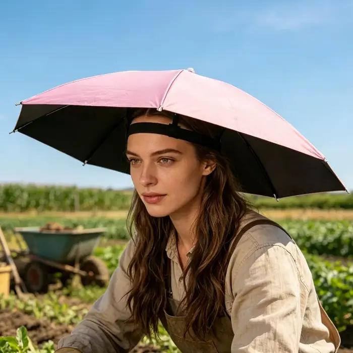 Chapeau Parapluie Pour Femme Imperméable Pliable et Réglable Protection Soleil et Pluie Occasions Spéciales Mode Plage Voyage
