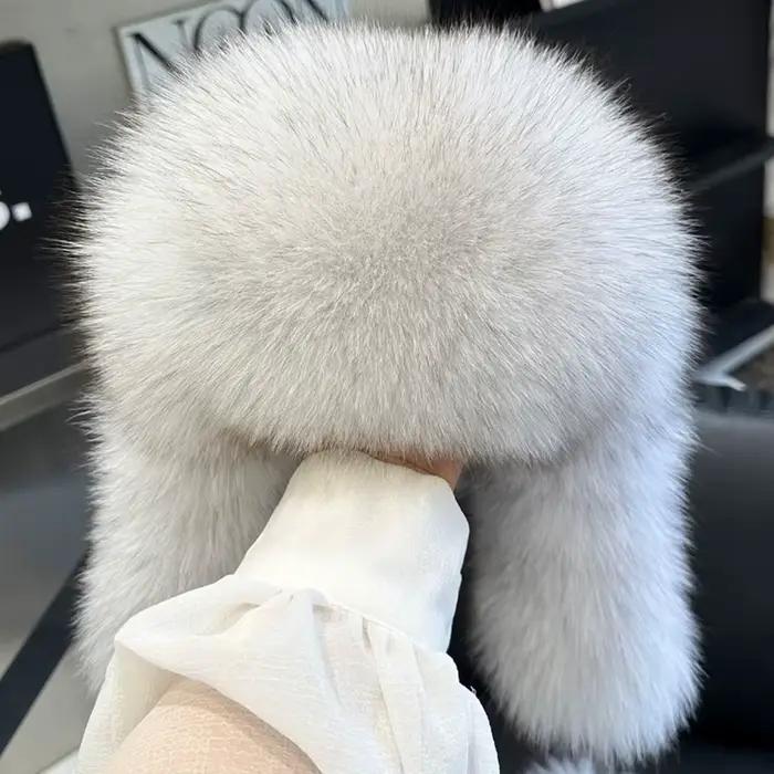 2026 100% véritable fourrure de renard chapeaux femmes russe Ushanka aviateur trappeur neige ski chapeau casquettes