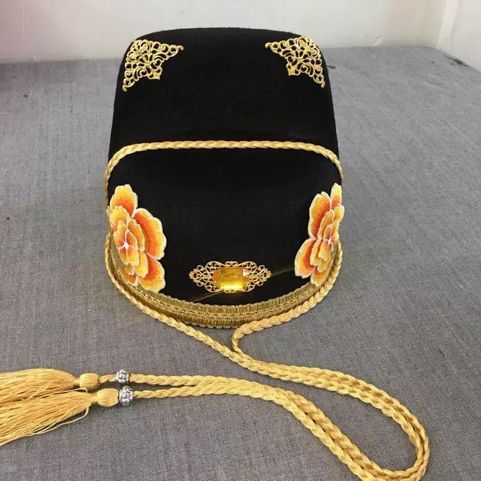 Chapeau de guerrier chinois ancien noir homme cosplay détective épéiste couvre-chef photographie studio