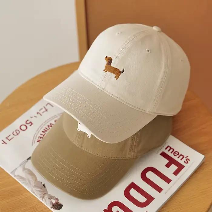 Casquette de baseball Teckel brodée avec protection solaire pour visage fin, pour grandes tailles de tête, quatre saisons, plage, loisirs quotidiens, unisexe, coton polyester