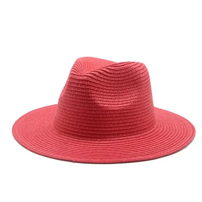 Chapeau Panama Jazz Vintage Grande Taille Couleur Unie Protection UV