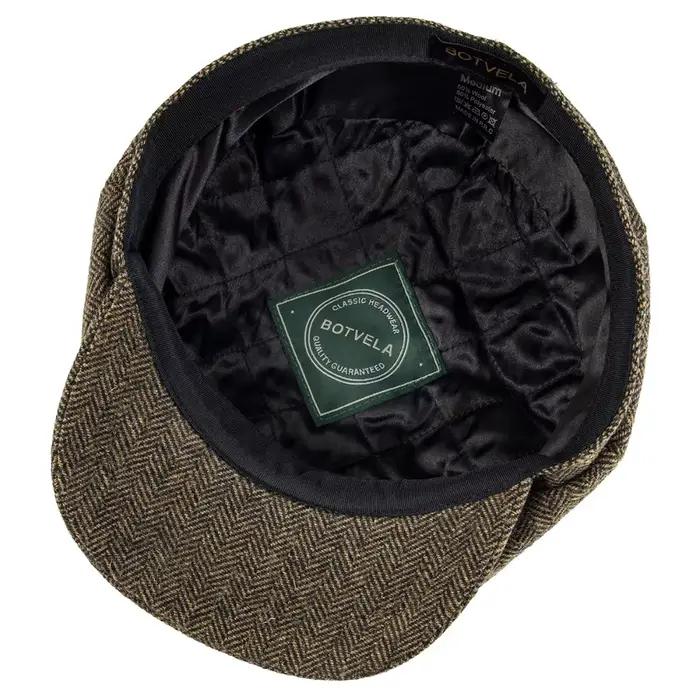BOTVELA laine Tweed casquette gavroche à chevrons hommes britannique Gatsby rétro chapeau pilote