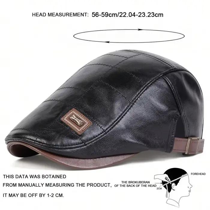 Casquettes de gavroche rétro en cuir PU pour hommes
