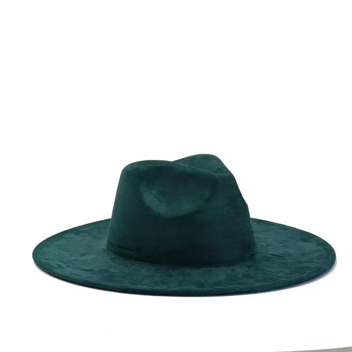 Chapeau en daim sarcelle à large bord 34 couleurs