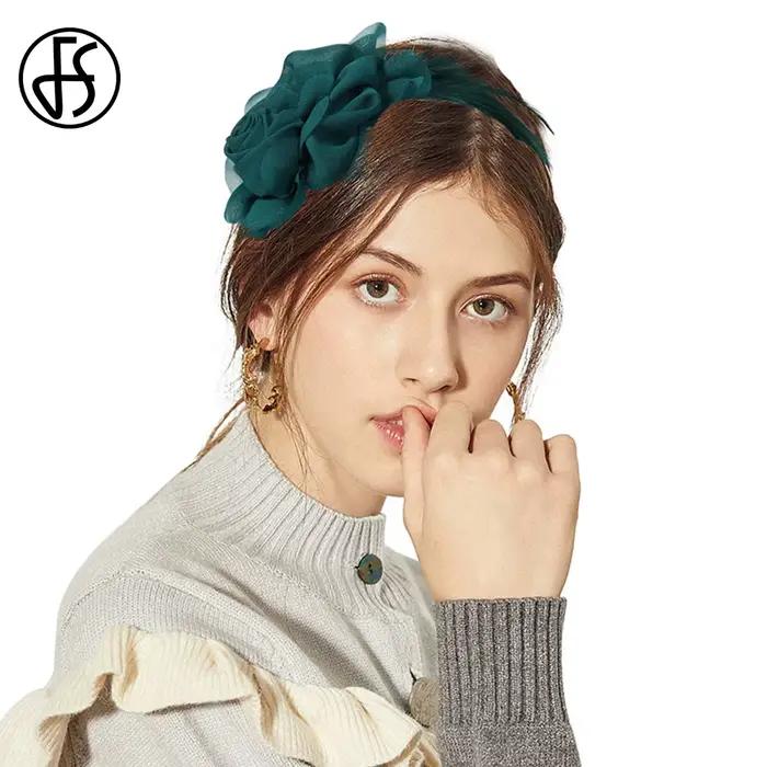 Élégant rose plume fleur casque fascinateurs bandeau pour femmes mariée mariage cheveux accessoire petit haut-de-forme 2025