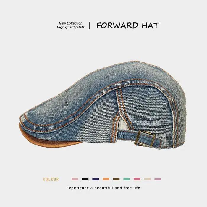 Béret en Denim délavé Vintage