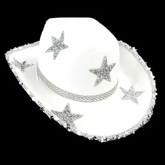 Chapeau occidental à paillettes de diamant pour femmes