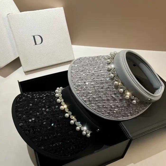Chapeaux de soleil de luxe en strass et perles pour femmes