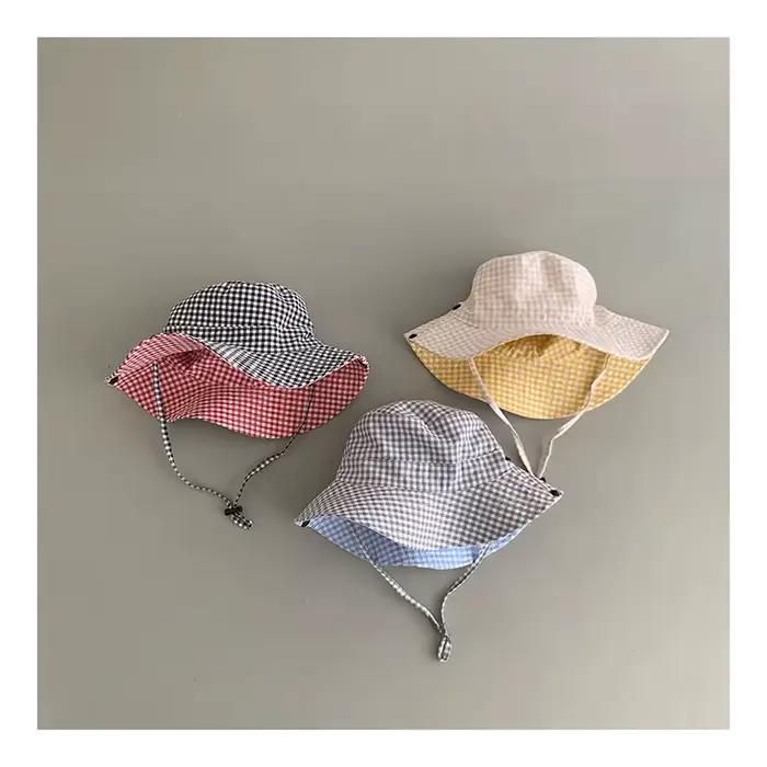 Personnalisé couleur bonbon réversible printemps automne bébé chapeau garçon fille coton enfant