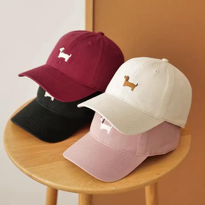 Casquette de baseball Teckel brodée avec protection solaire pour visage fin, pour grandes tailles de tête, quatre saisons, plage, loisirs quotidiens, unisexe, coton polyester