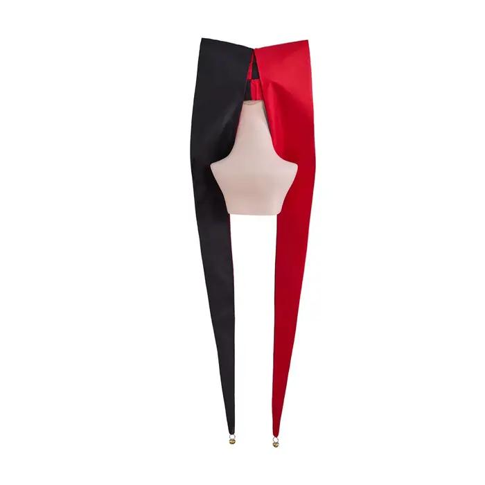 Hearlequin bouffon Cosplay cloches en or rouge et noir chapeau Long unisexe Halloween Clown Costume casquette à la main pour adulte