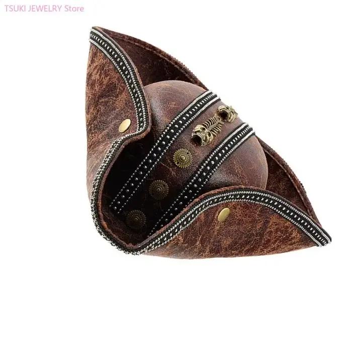 62KE chapeau Pirate en PU marron pour femmes hommes