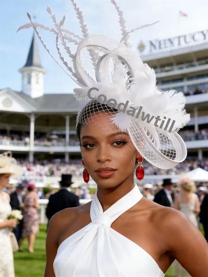 Dames violet plume cheveux pilulier Fascinator chapeau femmes élégant Royal Ascot maille chapeaux