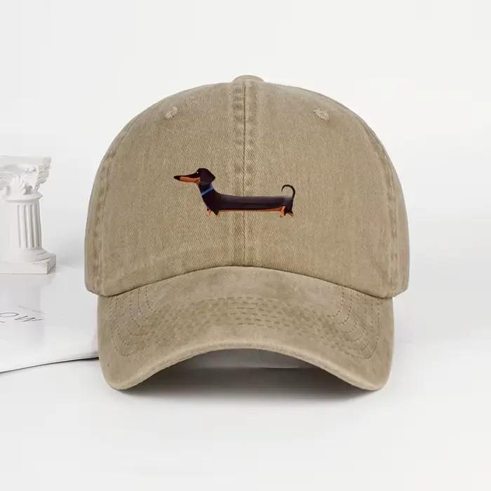 Casquette de baseball lavée à imprimé teckel