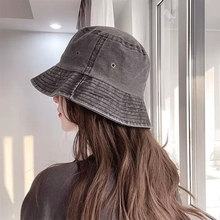 Chapeau de pêcheur en denim délavé rétro