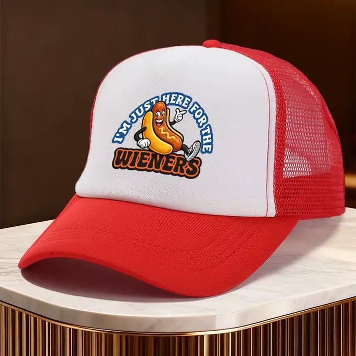 Casquette de baseball unisexe en maille respirante avec slogan amusant sur le thème des hot-dogs