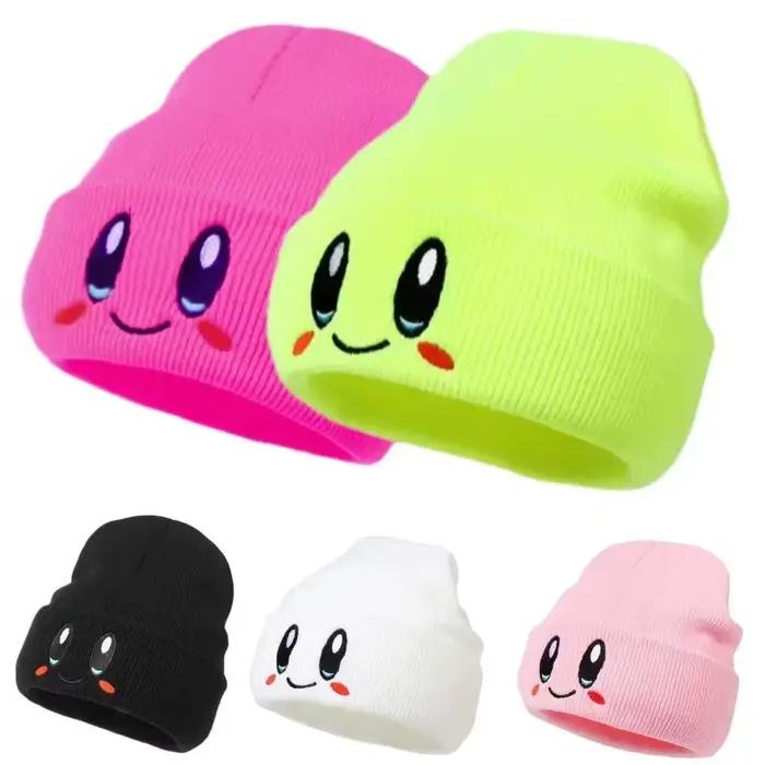 Kirby unisexe coton dessin animé brodé bonnets chapeaux décontractés tricoté hiver chapeau dur Hip Hop crâne Bonnet