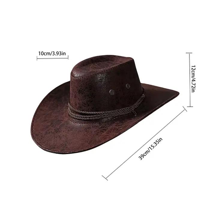 Chapeau de Cowgirl rétro en cuir synthétique pour femmes et hommes