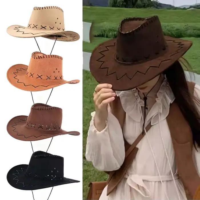 Nouveau Chapeau de Cowboy Western en Daim pour Femme et Homme