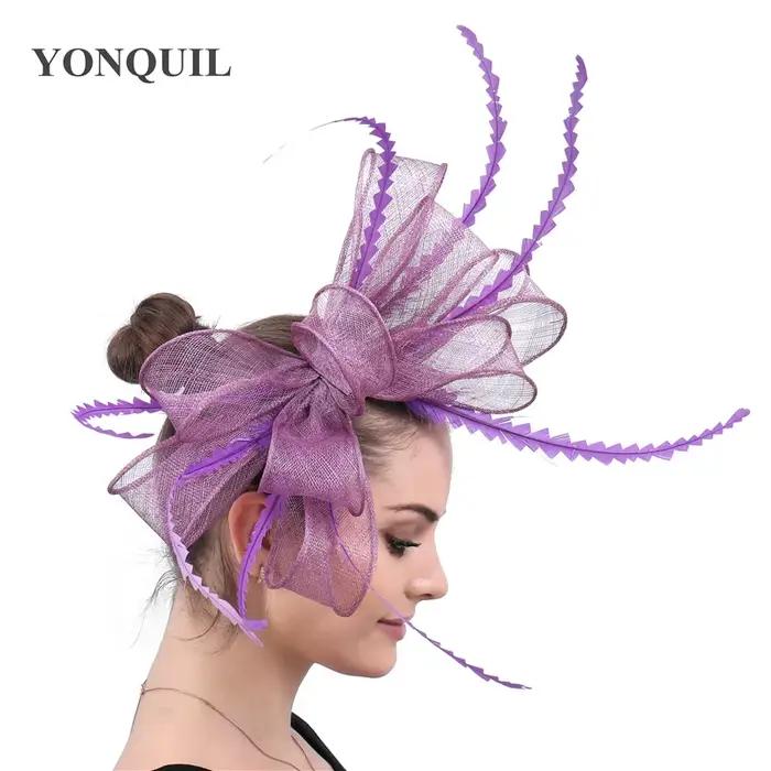 Fascinateur Vert élégant pour femmes chapeaux de mariage vêtements de sauna d'église nœud papillon fleur coiffure fête thé soirée pilulier mode multicolore année entière