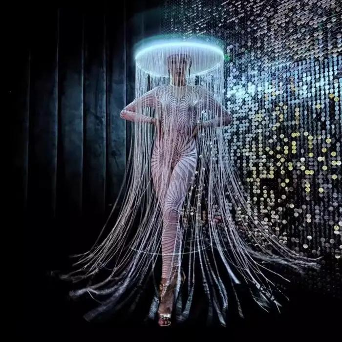 Chapeau lumineux LED, costume de scène