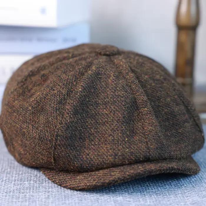 Nouveau Vintage hommes laine gavroche casquette marron vert femmes