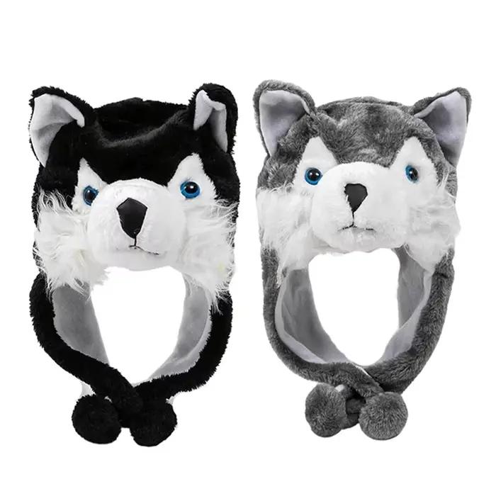 Chapeau en peluche loup mignon