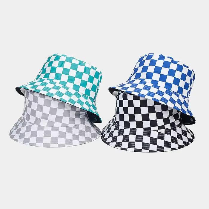Chapeau à carreaux réversible pour hommes et femmes