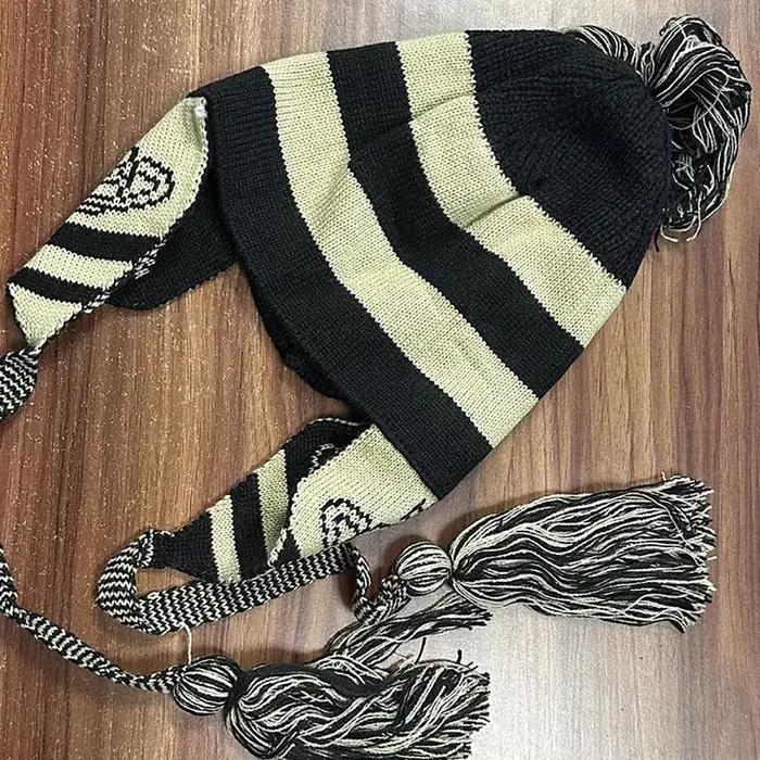 Chapeau NANA Anime Cosplay à Rayures et Pompon