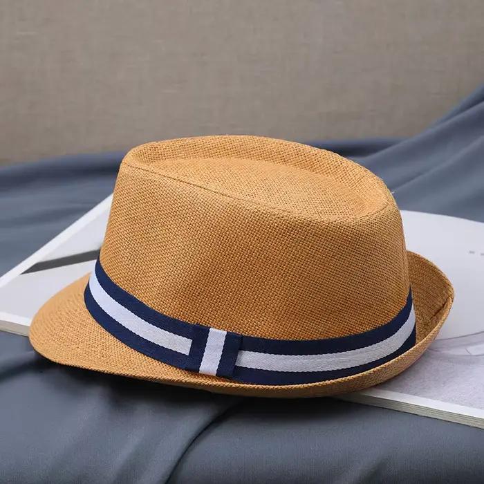 Chapeau de gentleman homme moyen âgé ombrage mode jazz loisirs plein air été nouveau style formel paille solide printemps été décontracté