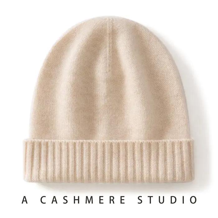 MERRILAMB chapeau d'hiver pour femmes/hommes 100% qualité cachemire bonnet unisexe extérieur décontracté solide tricoté chapeaux chaud doux SkullCap