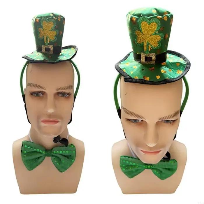 Ensemble chapeaux classiques nœud papillon vert avec bandeaux