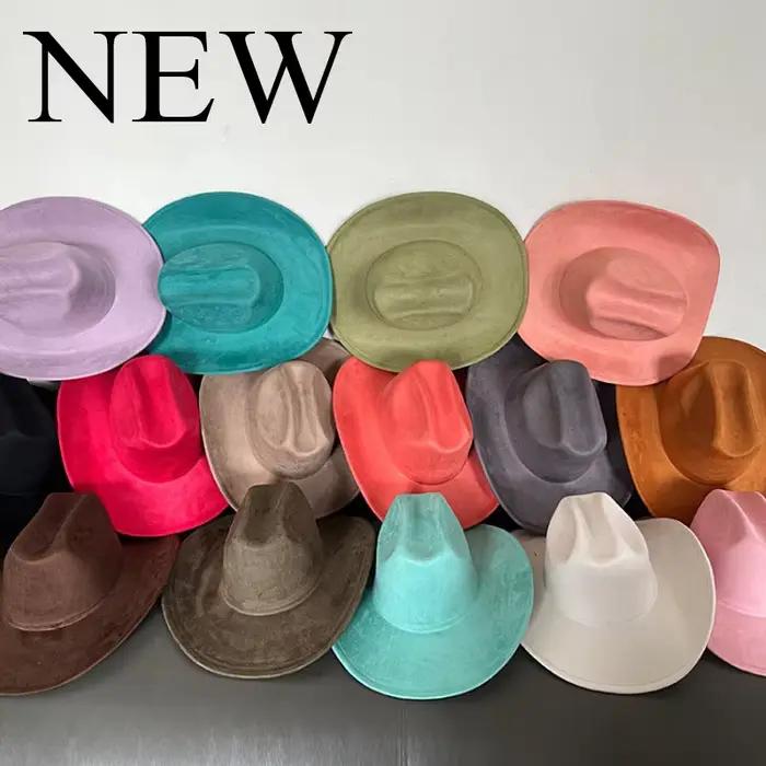 Chapeau de cowboy en daim à large bord roulé style western