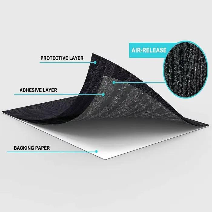 Papier peint PVC grain de bois noir 45cm