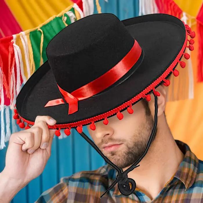 Chapeaux Sombrero Mexicains Fuzz Ball pour Spectacles Scéniques