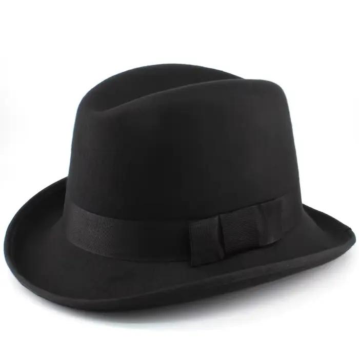 Hommes femmes classique rétro laine mélange Homburg chapeaux