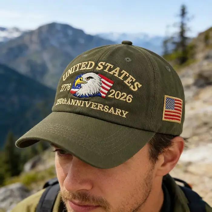 Casquette ABLECAP 250e Anniversaire USA Casquettes de Baseball Brodées Aigle pour Hommes et Femmes Occasions Spéciales Patriotisme Vintage