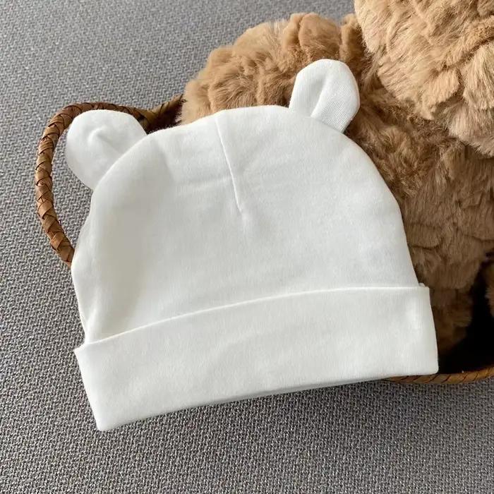 Chapeau d'ours en coton mignon réglable pour bébés 0-1 ans occasions spéciales protection solaire et absorption de la sueur