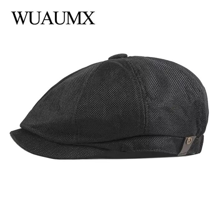 Casquette gavroche rétro à chevrons octogonale pour homme et femme polyvalente printemps été couleur brun gris kaki noir modèle ajustable