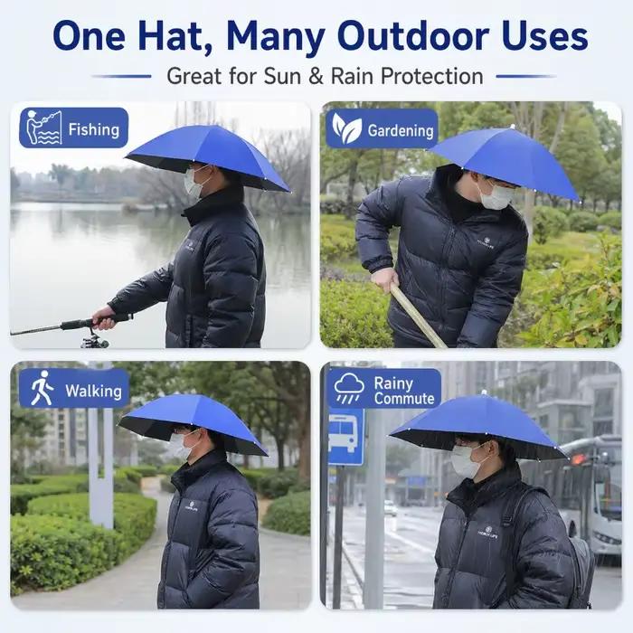 Chapeau parapluie mains libres