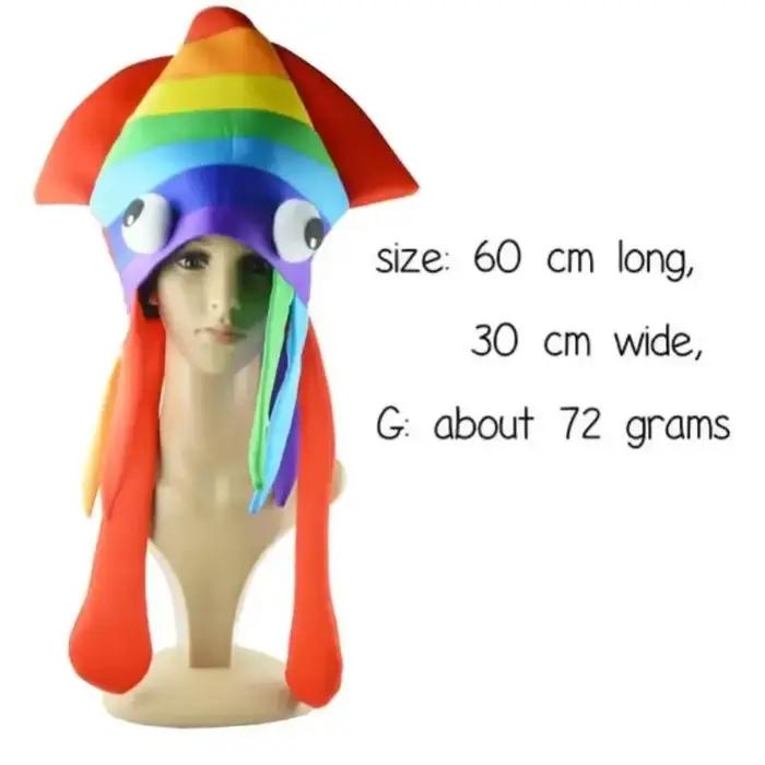 Chapeau de calmar arc-en-ciel amusant pour Halloween, chapeau de canard volant jaune, accessoires pour vêtements, carnaval, fête amusante, coiffure de poulpe d'animal marin