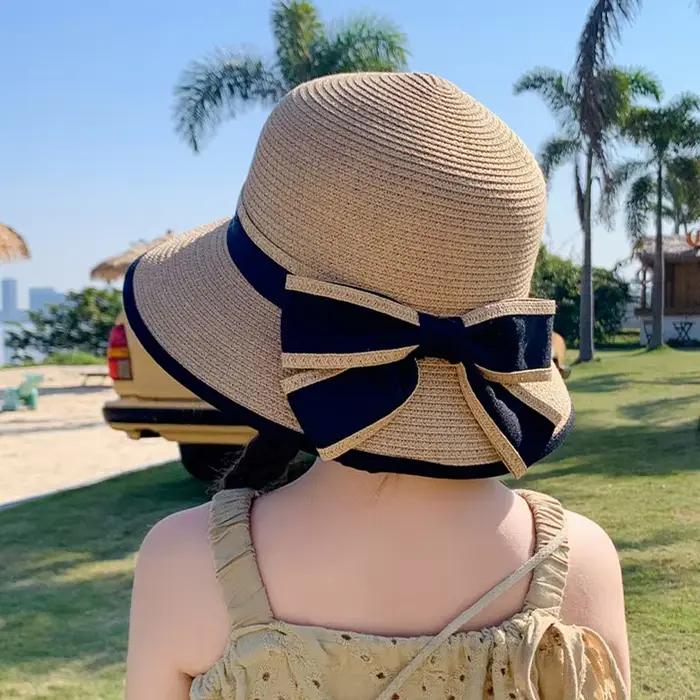 Chapeaux de paille avec nœud en ruban pour enfants
