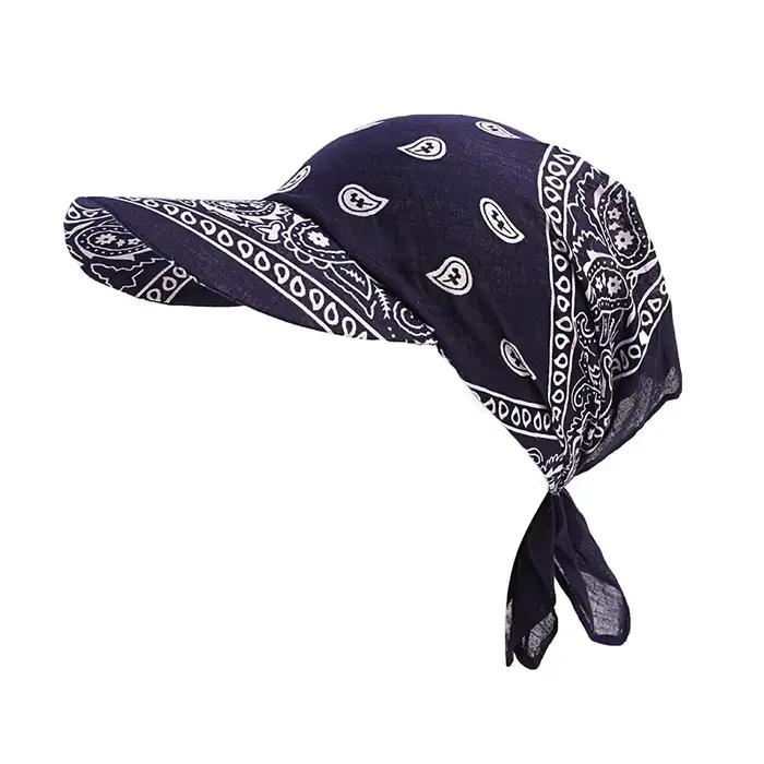 Femmes foulard visière chapeau avec bandeau imprimé large bord