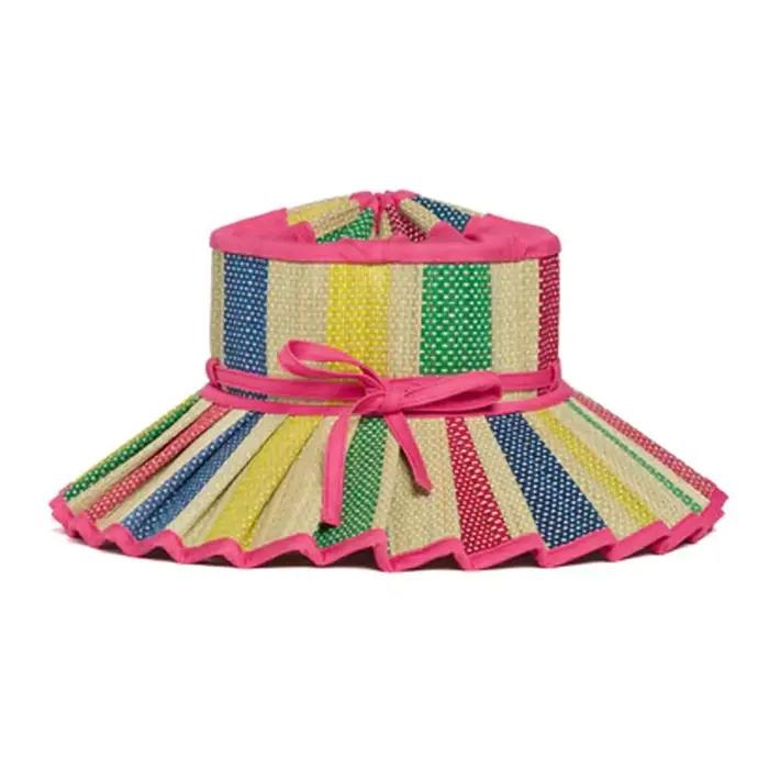 Chapeau de soleil réversible plissé en paille Lorna Murray pour femme