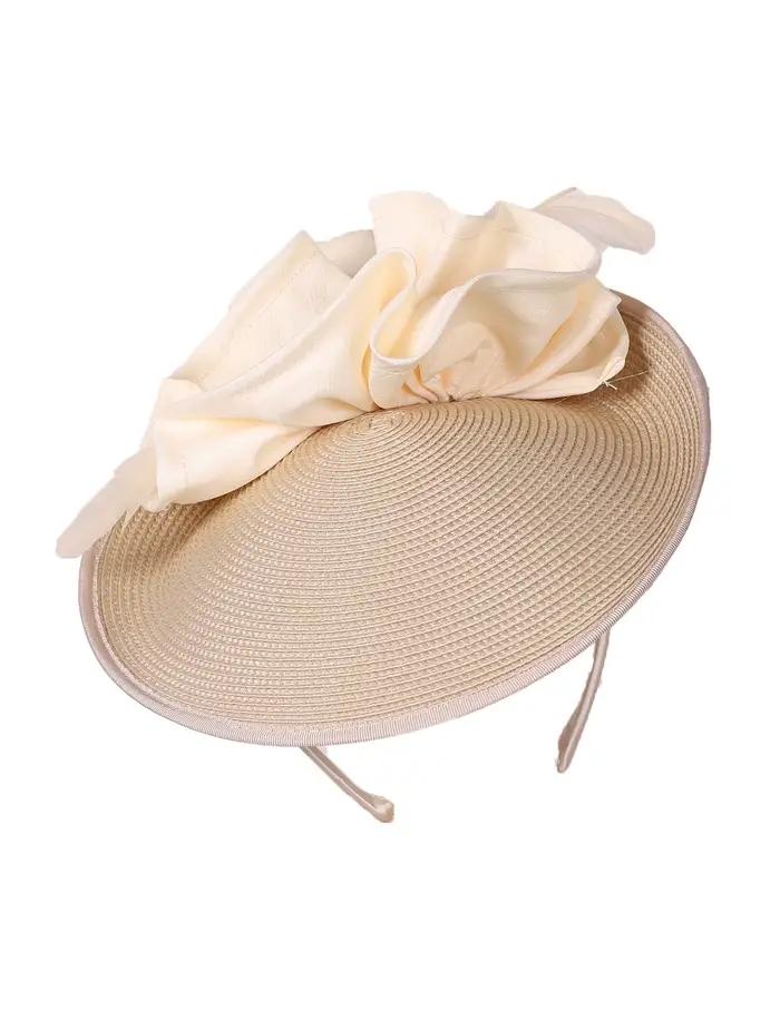 Casquette Derby FS élégante en paille Champagne avec plumes accessoire de luxe pour femmes occasions formelles cocktail thé fête style sport multifonction quatre saisons